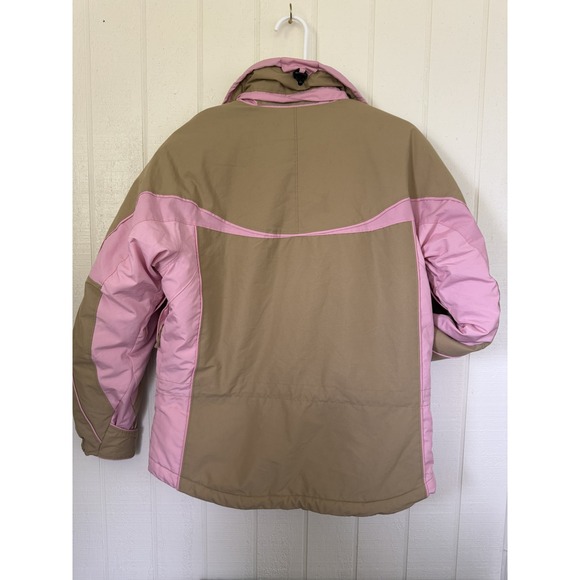Polar Edge Womens Ski Jacket Tan Pink Colorblock Water Resistant Windproof Small - Picture 3 of 3